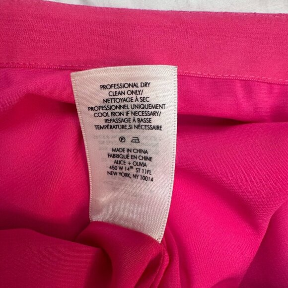 Like New Alice + Olivia Hot Pink Faux Leather Croc Mini Skirt Size 4 - Picture 5 of 5